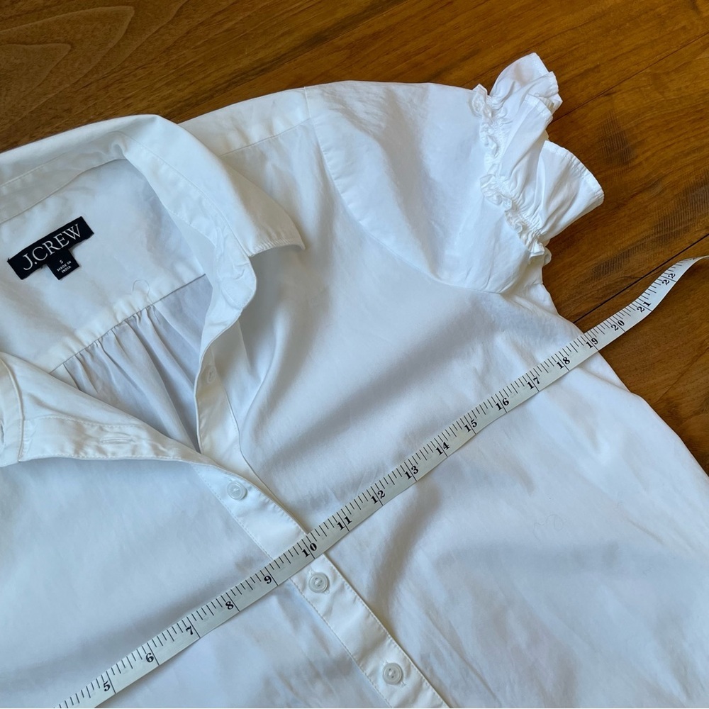 J. Crew White Ruffle Sleeve Amelia Maxi Shirt Dress in Cotton Poplin Size S - Picture 11 of 15